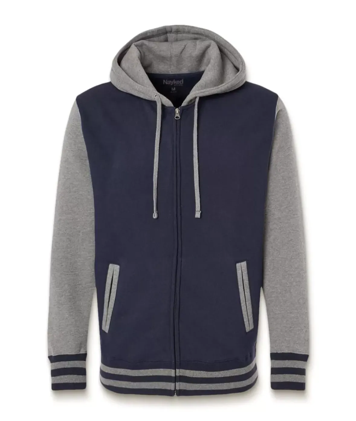Nayked Apparel Outerwear>Varsity Full-Zip Hooded Fleece Jacket