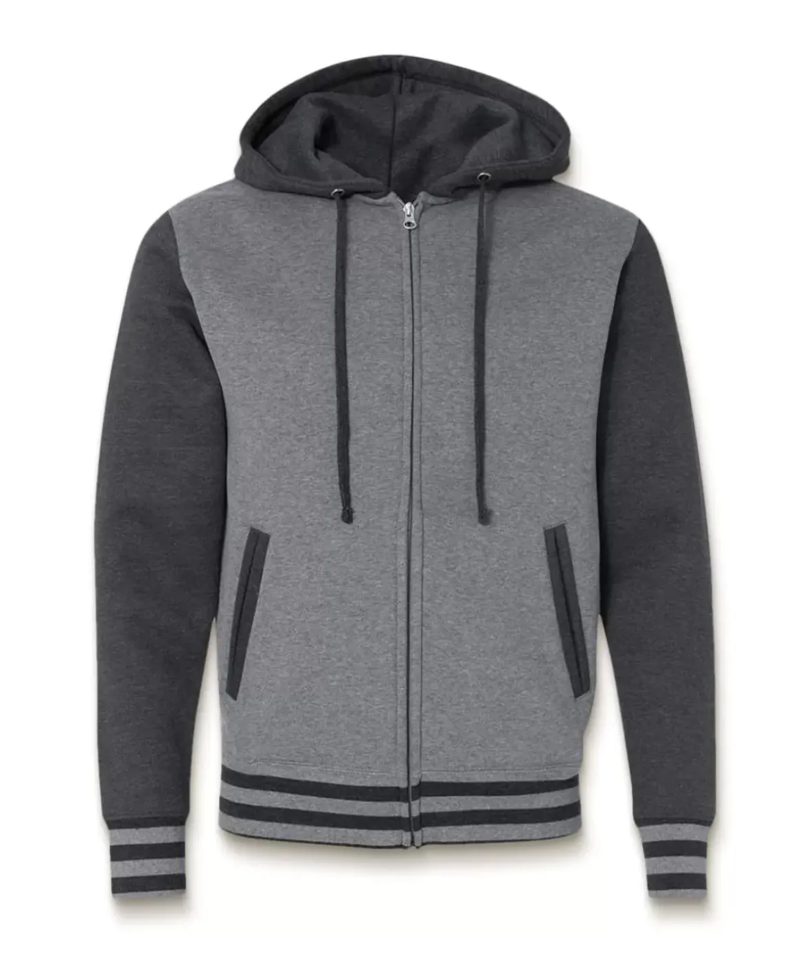 Nayked Apparel Outerwear>Varsity Full-Zip Hooded Fleece Jacket