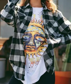 Nayked Apparel Tops>Women'S Boyfriend Classic Flannel Shirt