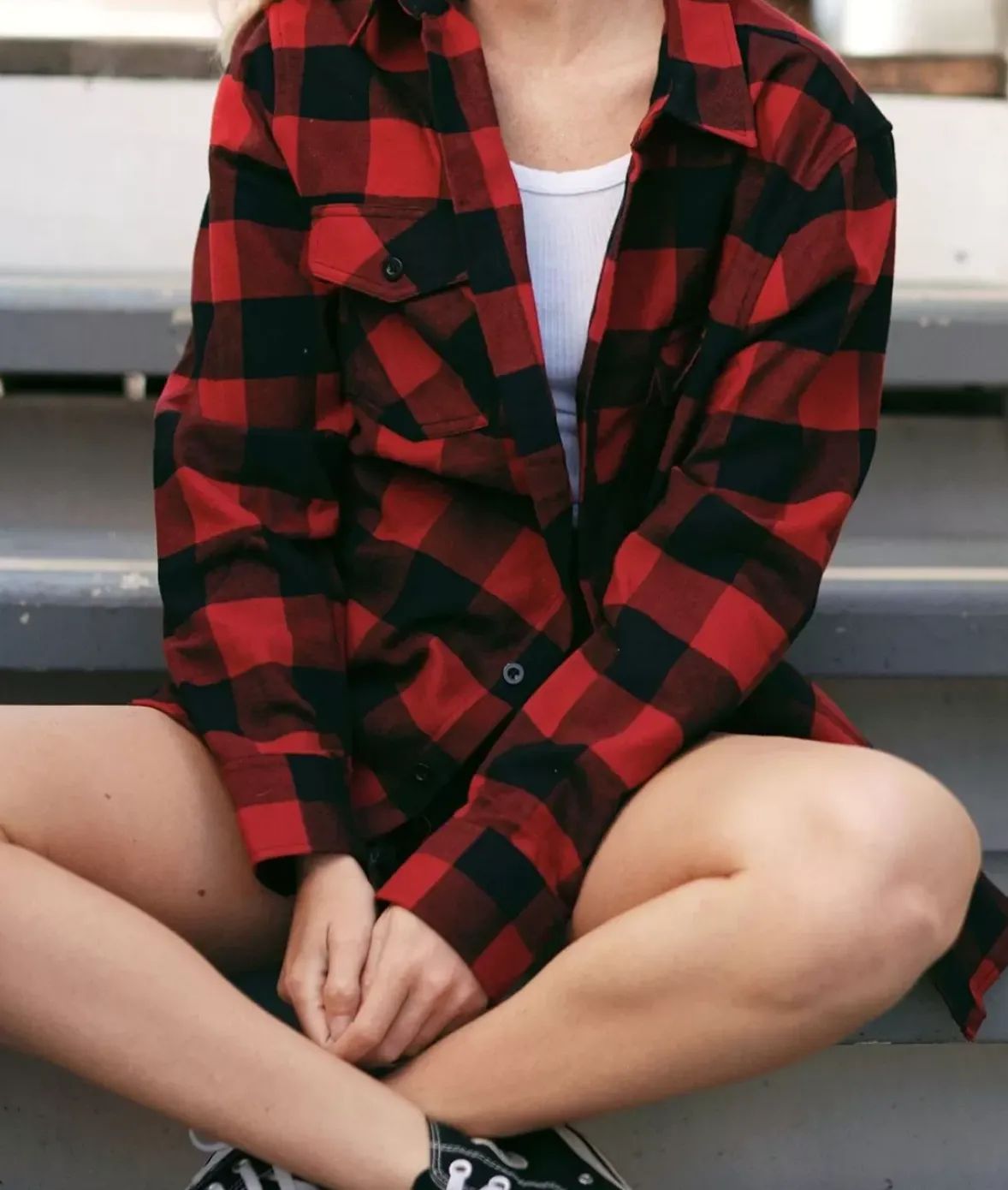 Nayked Apparel Tops>Women'S Boyfriend Classic Flannel Shirt