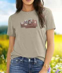 Nayked Apparel Tops>Women'S Ridiculously Soft Midweight Graphic Tee | License Plate Art: Mom