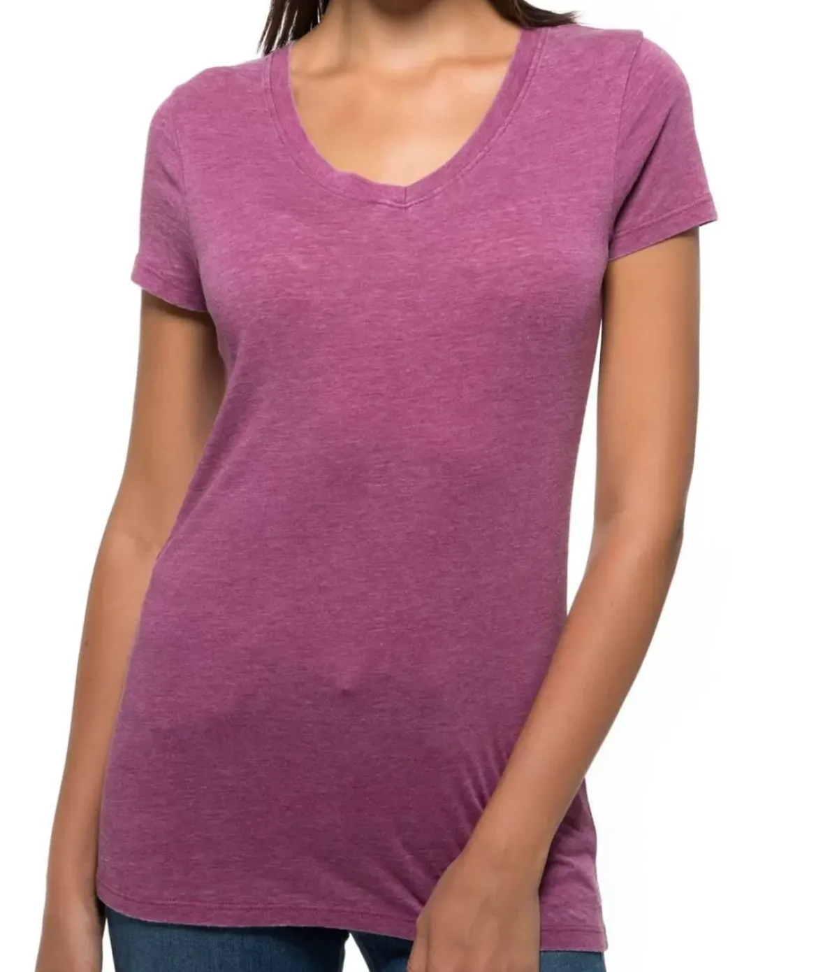 Nayked Apparel T-Shirts>Women'S Ridiculously Soft Vintage Wash V-Neck Short Sleeve T-Shirt