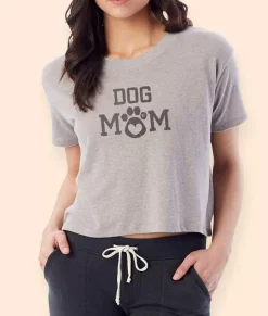 Nayked Apparel T-Shirts>Women'S Ridiculously Soft Vintage Crop Graphic Tee | Dog Mom