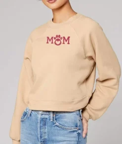 Nayked Apparel Hoodies & Sweatshirts>Women'S Ridiculously Soft Mid-Length Raglan Graphic Pullover | Mom Paw Print
