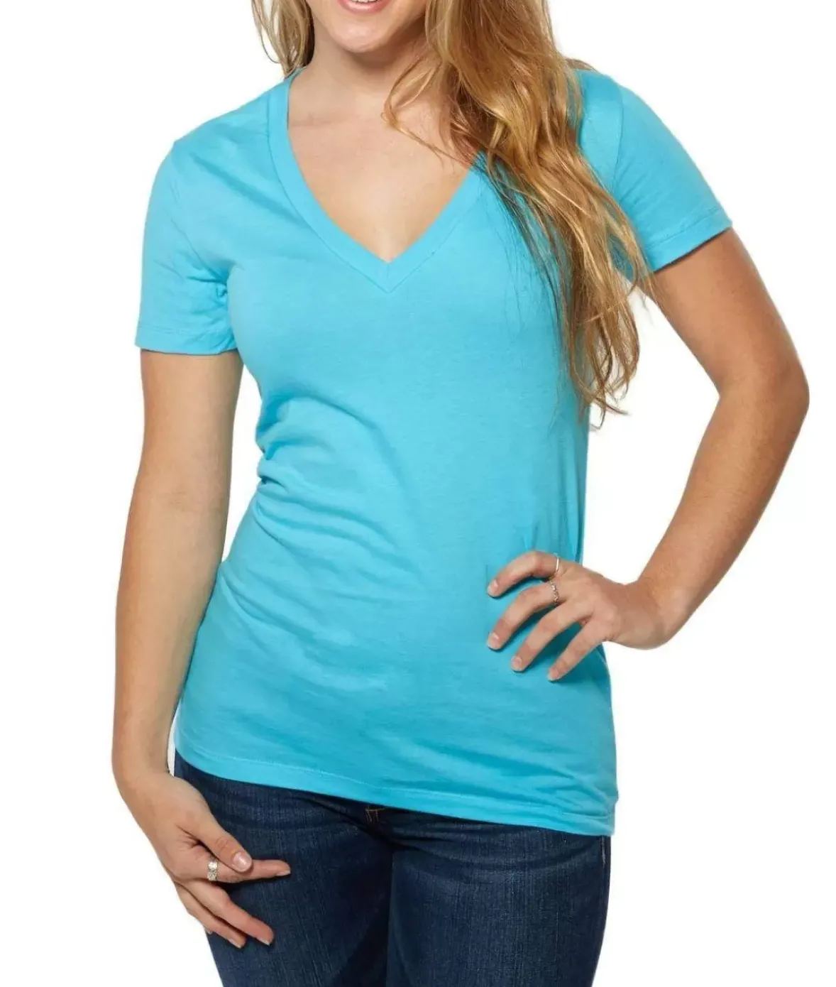 Nayked Apparel Tops>Women'S Ridiculously Soft Deep V-Neck T-Shirt