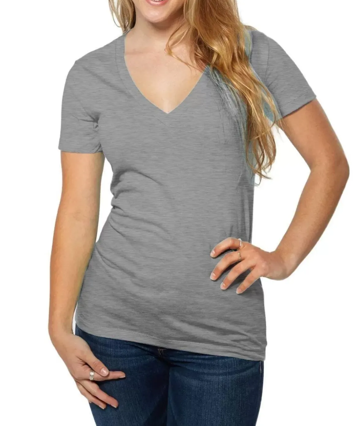 Nayked Apparel Tops>Women'S Ridiculously Soft Deep V-Neck T-Shirt