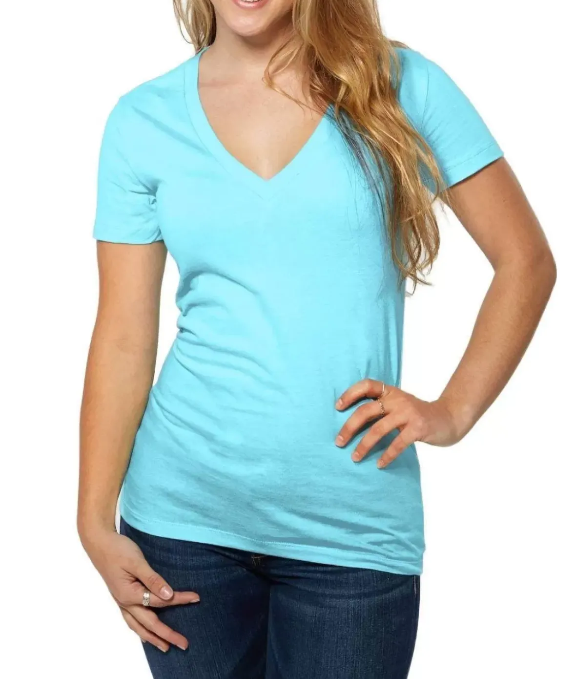 Nayked Apparel Tops>Women'S Ridiculously Soft Deep V-Neck T-Shirt