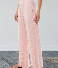 Nayked Apparel Athleisure>Women'S Ridiculously Soft Shirred Wide Leg Fine Line Striped Lounge Pants