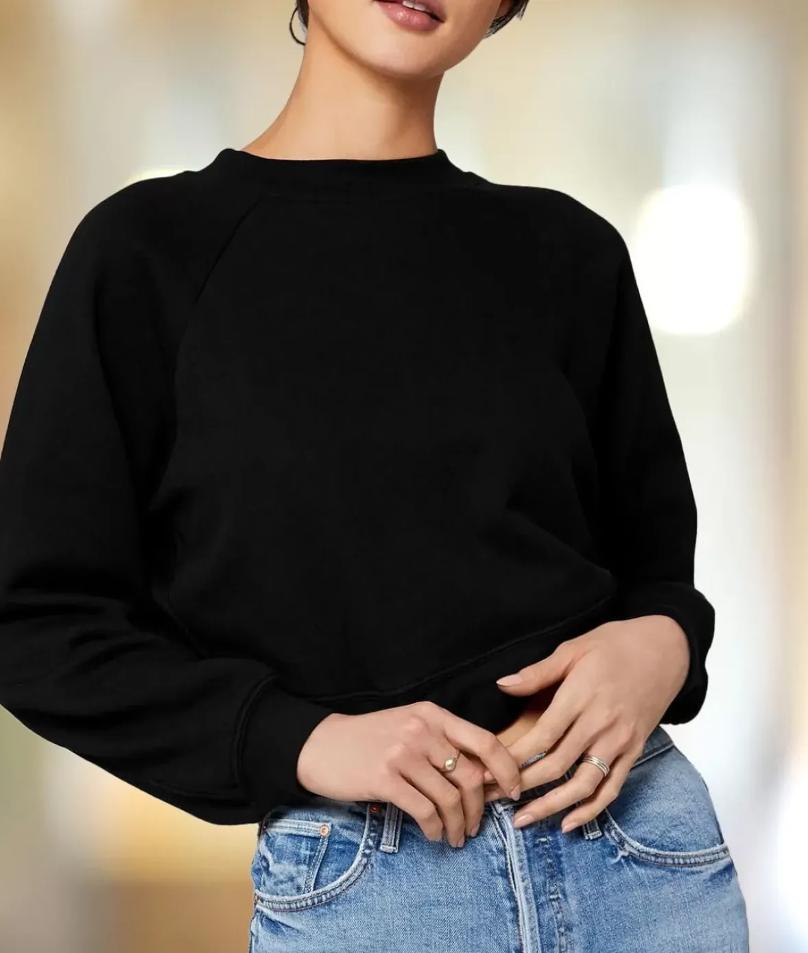Nayked Apparel Hoodies & Sweatshirts>Women'S Ridiculously Soft Raglan Abbreviated Crop Pullover