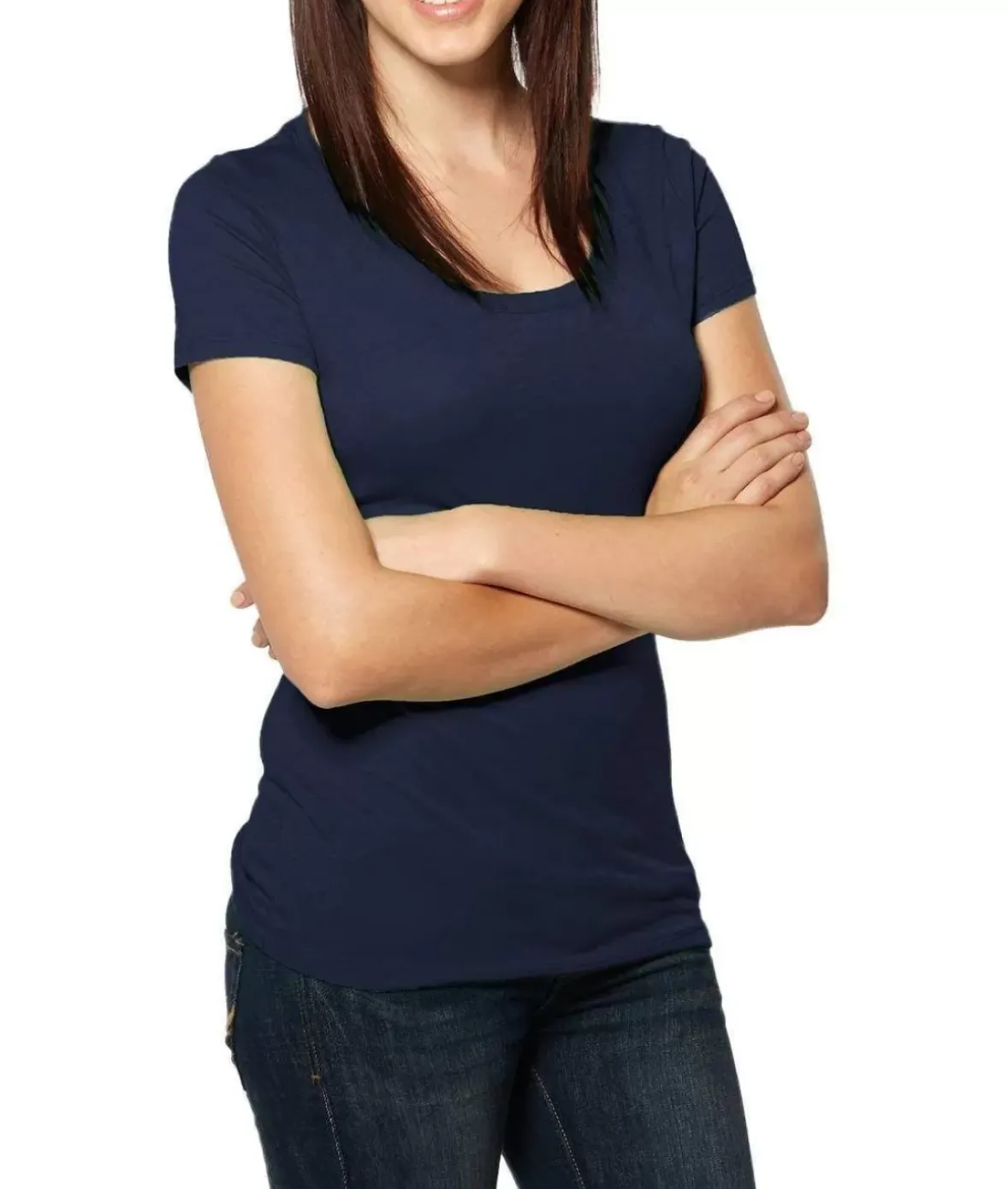 Nayked Apparel Tops>Women'S Ridiculously Soft Lightweight Deep Scoop-Neck T-Shirt