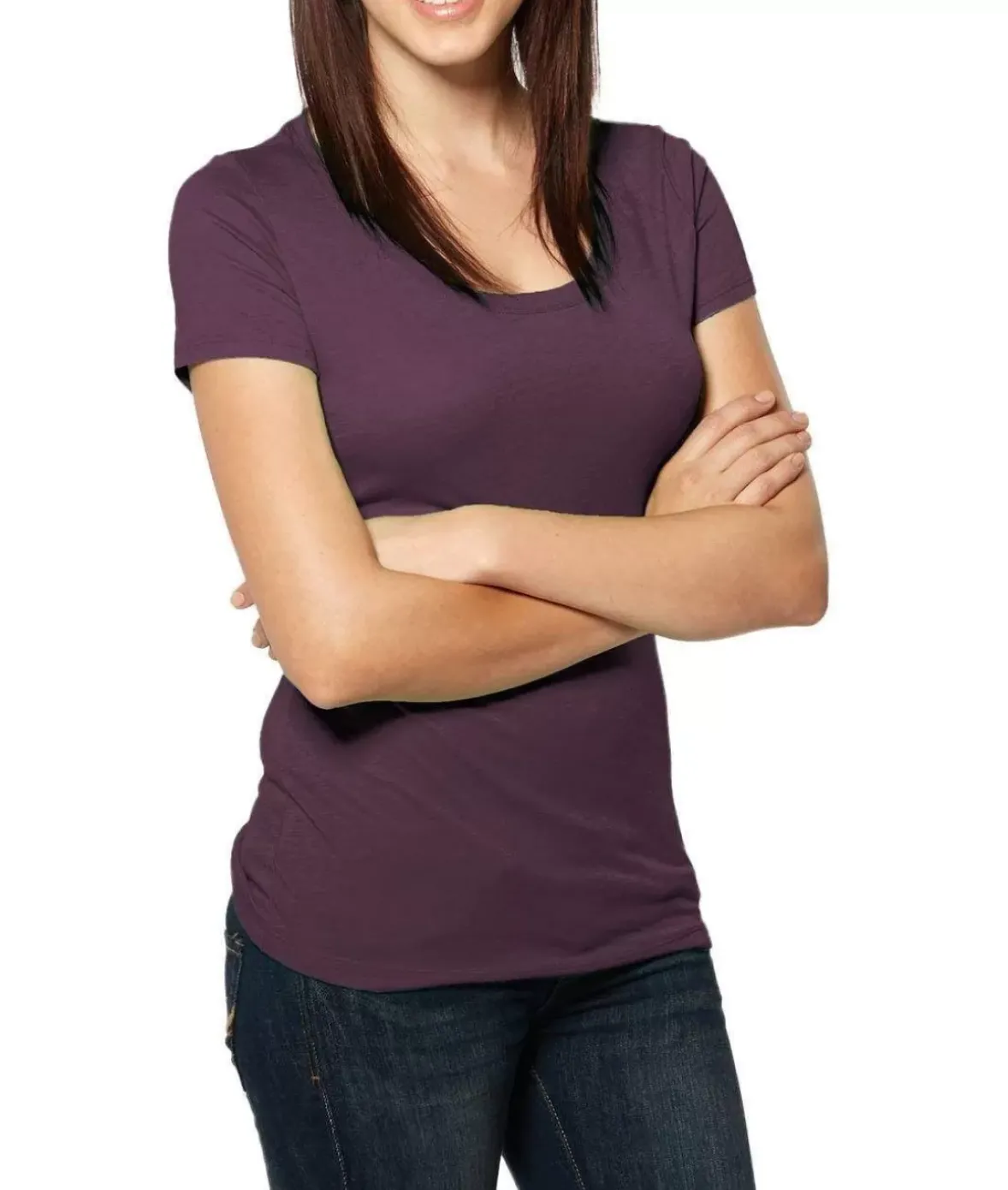 Nayked Apparel Tops>Women'S Ridiculously Soft Lightweight Deep Scoop-Neck T-Shirt