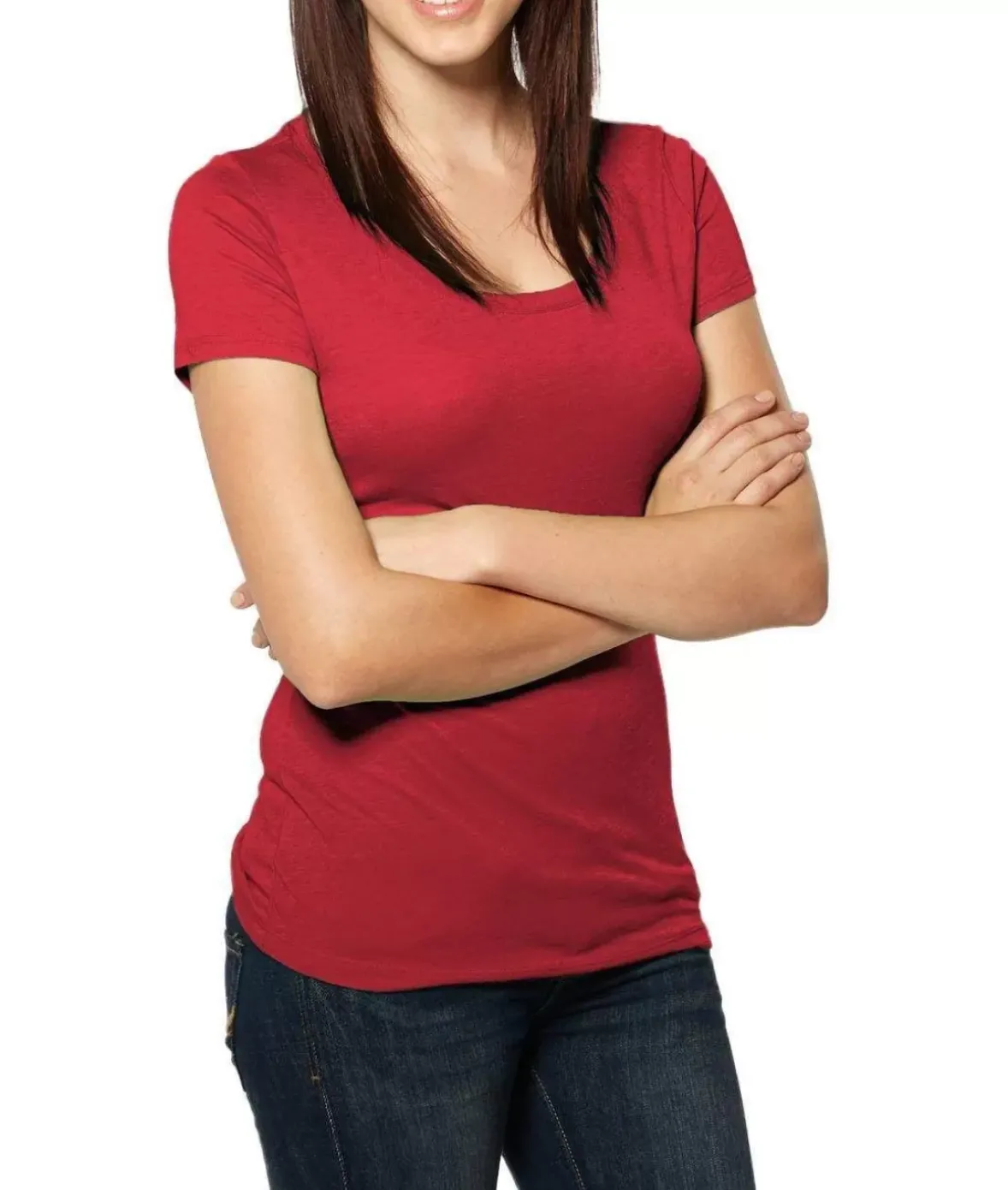 Nayked Apparel Tops>Women'S Ridiculously Soft Lightweight Deep Scoop-Neck T-Shirt