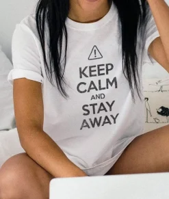 Nayked Apparel Tops>Women'S Ridiculously Soft 100% Cotton Graphic Tee | Keep Calm And Stay Away