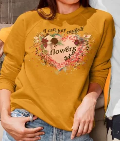 Nayked Apparel Hoodies & Sweatshirts>Women'S Ridiculously Soft Oversized Graphic Fleece Pullover | I Can Buy Myself Flowers