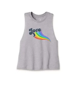 Nayked Apparel T-Shirts>Women'S Ridiculously Soft Cropped Graphic Racerback Tank | Love