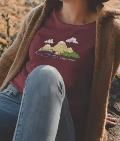 Nayked Apparel Tops>Women'S Ridiculously Soft 100% Cotton Graphic Tee | Happy Camper