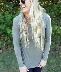 Nayked Apparel Tops>Women'S Ridiculously Soft Lightweight Long Sleeve Scoop-Neck T-Shirt