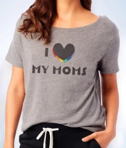 Nayked Apparel Tops>Women'S Ridiculously Soft Vintage Oversized Graphic Tee | I Love My Moms