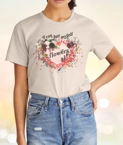 Nayked Apparel T-Shirts>Women'S Ridiculously Soft Oversized Sueded Graphic T-Shirt | I Can Buy Myself Flowers