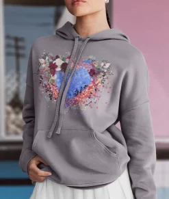 Nayked Apparel Tops>Women'S Ridiculously Soft Oversized Graphic Fleece Hoodie | Heart Art
