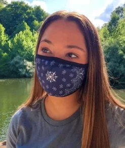 Nayked Apparel Accessories>Women'S Ridiculously Soft Bandana Print 2-Layer Face Mask With Adjustable Ear Loops Navy