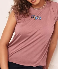 Nayked Apparel T-Shirts>Women'S Ridiculously Soft Flowy Rolled Cuff Muscle Graphic Tee | Loved