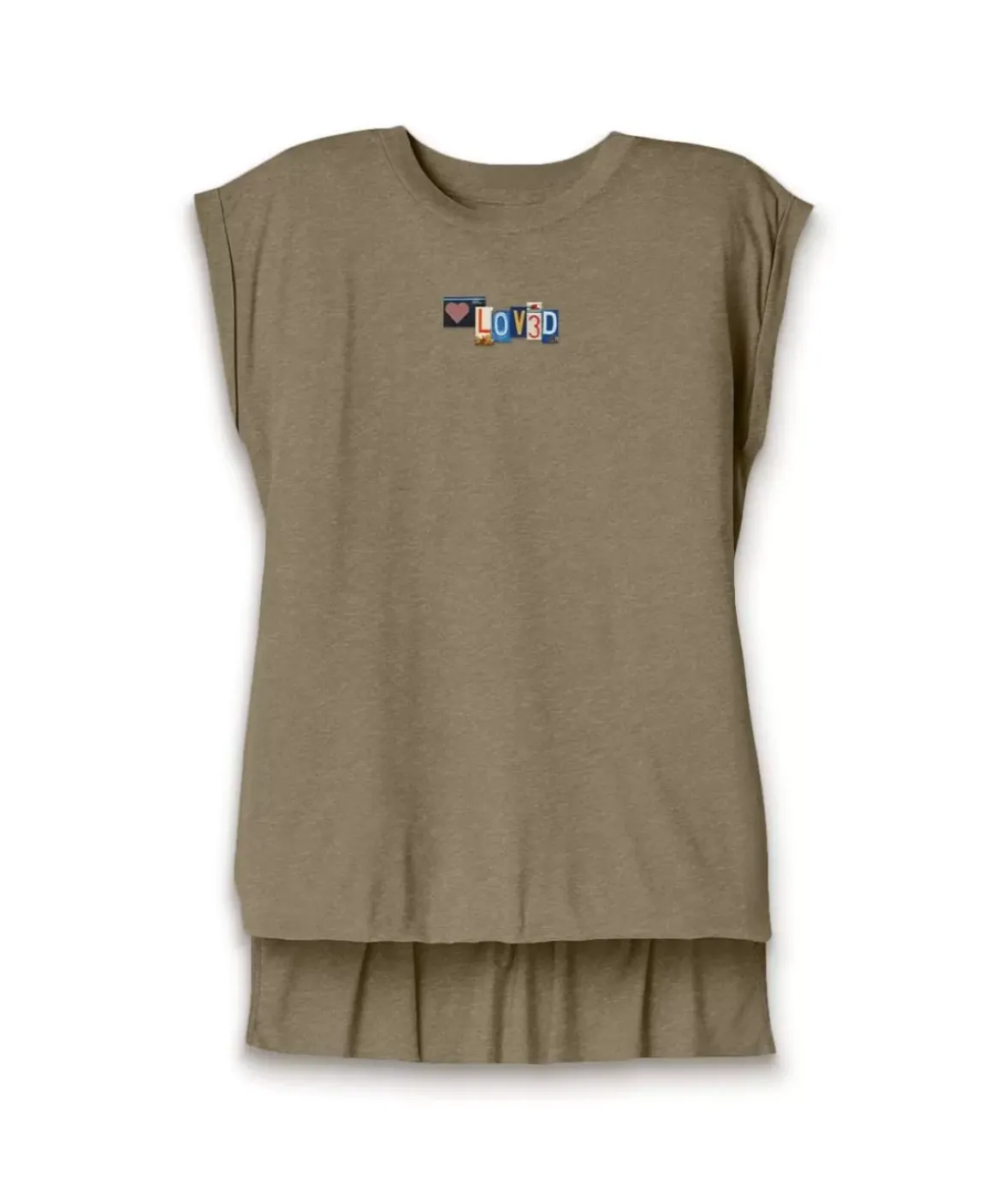 Nayked Apparel T-Shirts>Women'S Ridiculously Soft Flowy Rolled Cuff Muscle Graphic Tee | Loved