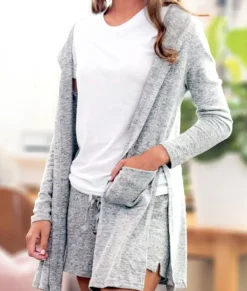 Nayked Apparel Cardigans & Sweaters>Women'S Ridiculously Soft Cuddle Fleece Lounge Cardigan Oxford