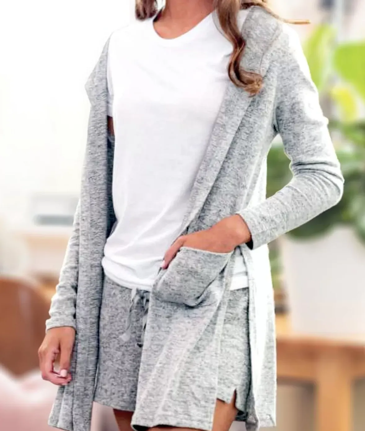Nayked Apparel Outerwear>Women'S Ridiculously Soft Cuddle Fleece Lounge Cardigan Oxford
