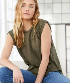 Nayked Apparel Tank Tops>Women'S Ridiculously Soft Flowy Rolled Cuffs Muscle Tee