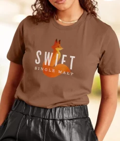 Nayked Apparel Tops>Women'S Ridiculously Soft Relaxed Fit 100% Cotton Graphic T-Shirt | Swift Single Malt