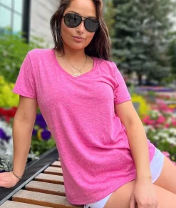 Nayked Apparel Athleisure>Women'S Ridiculously Soft Snow Heather V-Neck T-Shirt