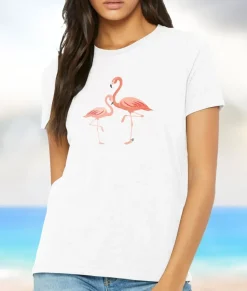 Nayked Apparel T-Shirts>Women'S Ridiculously Soft Lightweight Graphic Tee | Pink Flamingos