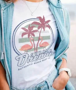 Nayked Apparel T-Shirts>Women'S Ridiculously Soft 100% Cotton Graphic Tee | Summer Dream