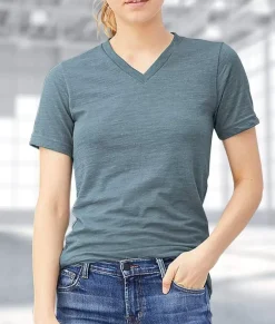 Nayked Apparel Tops>Women'S Short Sleeve Slub Jersey V-Neck T-Shirt