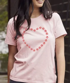 Nayked Apparel Tops>Women'S Soft Go-To Graphic T-Shirt | Trailing Paws Heart