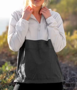 Nayked Apparel Tops>Women'S Soft Lightweight Oversized Half-Zip Pullover Windbreaker Anorak