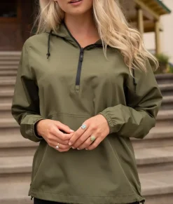 Nayked Apparel Tops>Women'S Soft Lightweight Oversized Half-Zip Pullover Windbreaker Anorak