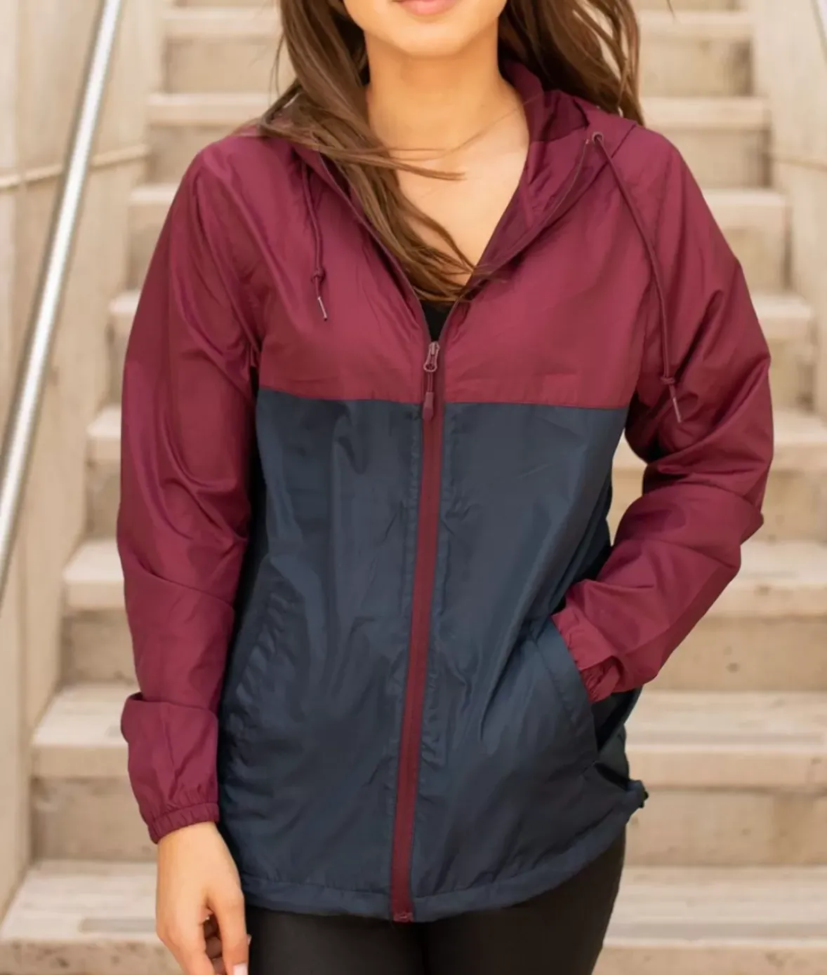 Nayked Apparel Tops>Women'S Soft Lightweight Oversized Full-Zip Windbreaker Jacket