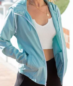 Nayked Apparel Outerwear>Women'S Soft Lightweight Oversized Full-Zip Windbreaker Jacket