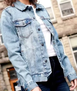 Nayked Apparel Tops>Women'S Soft Oversized Vintage Denim Jacket