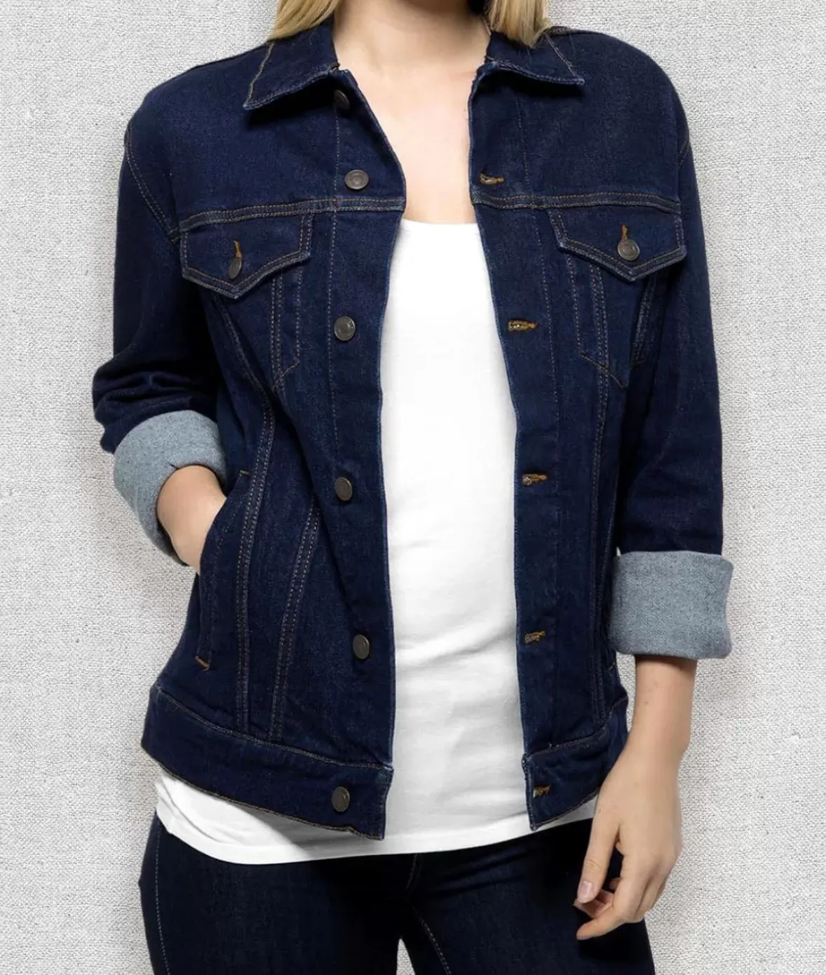 Nayked Apparel Tops>Women'S Soft Oversized Vintage Denim Jacket