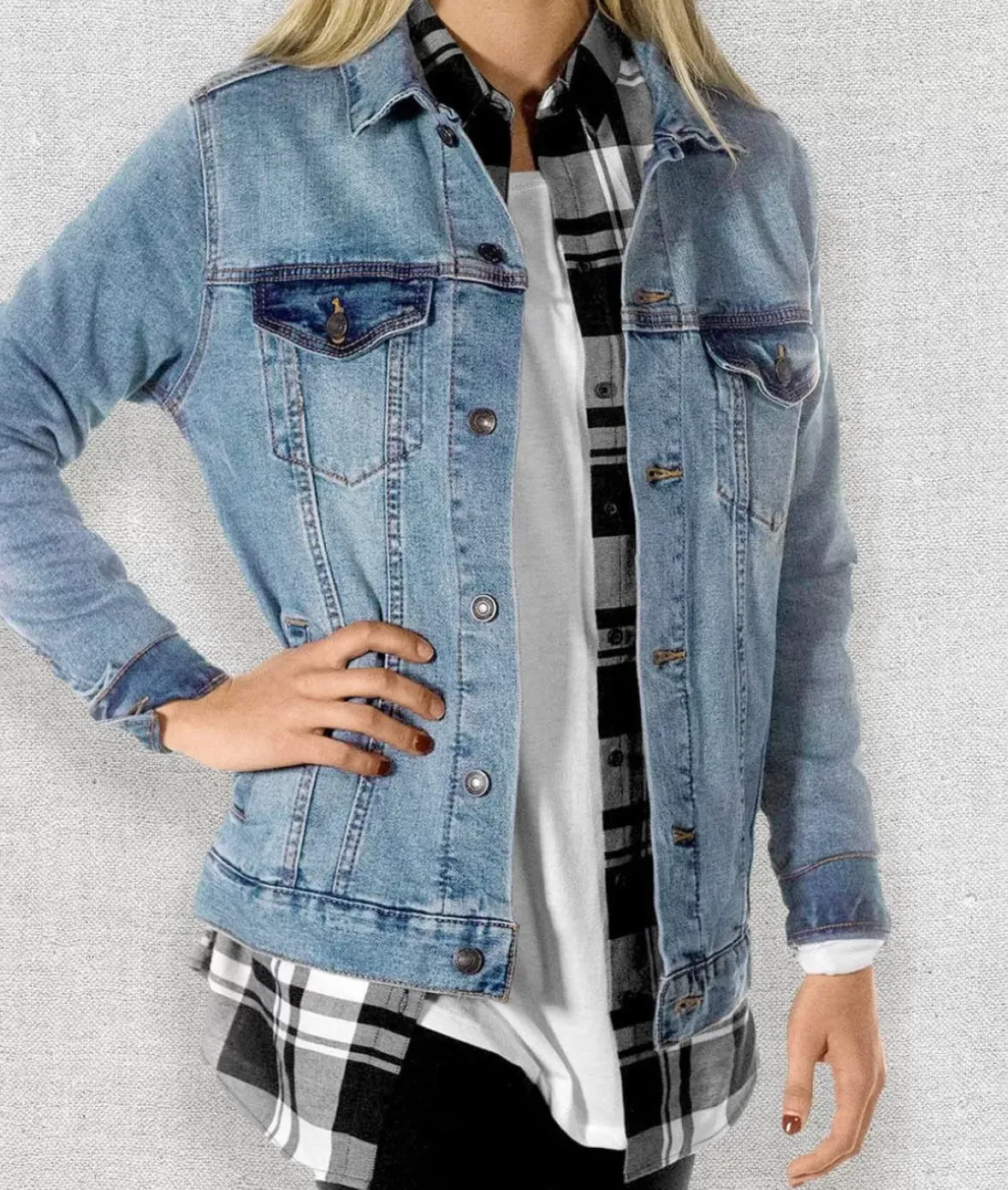 Nayked Apparel Tops>Women'S Soft Oversized Vintage Denim Jacket