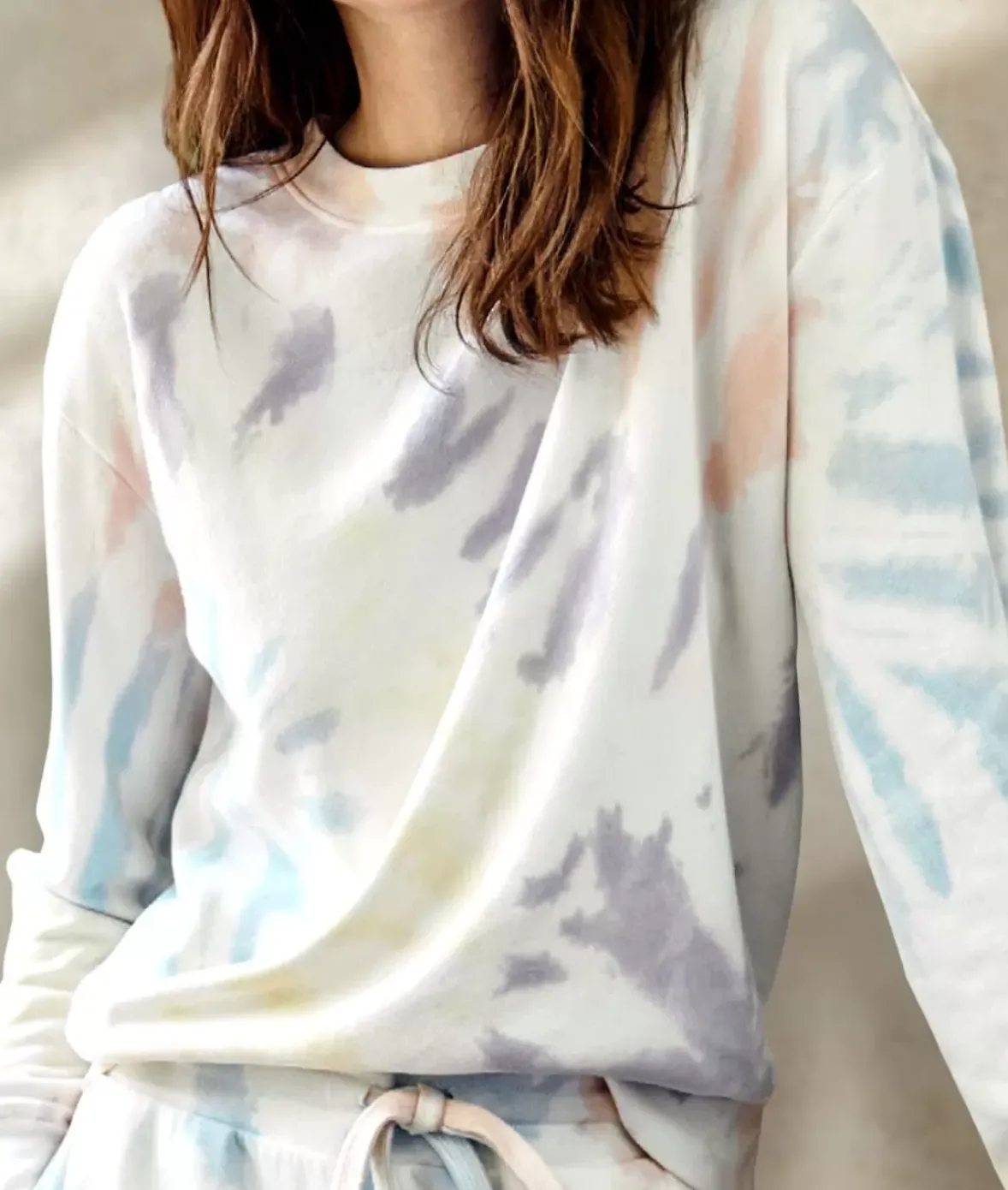 Nayked Apparel Tops>Women'S Soft Tie Dye Recycled Washed Terry Pullover Sweatshirt Spectrum Spiral Tie Dye