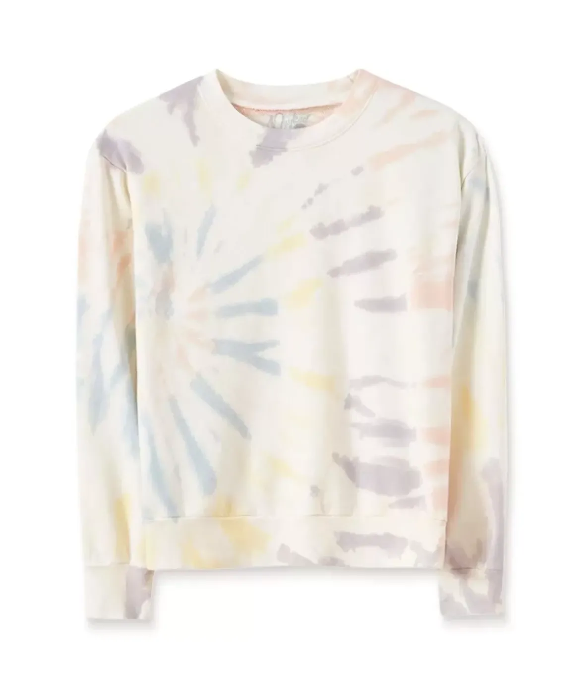 Nayked Apparel Tops>Women'S Soft Tie Dye Recycled Washed Terry Pullover Sweatshirt Spectrum Spiral Tie Dye